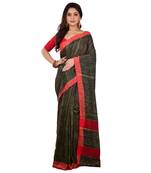 Black & Red Woven Ketia Jute Handloom Saree with blouse