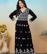 Black rayon fabric chikankari embroidery work festive kurta set