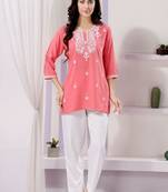 Gajri rayon fabric chikankari embroidery work formal kurti