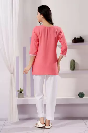 Gajri rayon chikankari embroidery formal kurti
