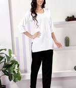 White rayon fabric chikankari embroidery work formal kurti