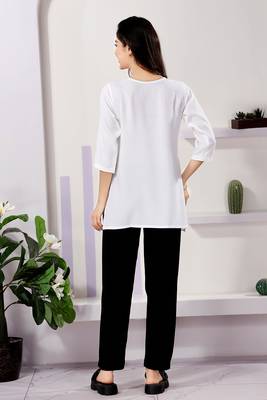 White rayon chikankari embroidery formal kurti 2