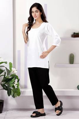 White rayon chikankari embroidery formal kurti 3