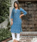 Blue formal looking cotton kurta set for trendy office looks