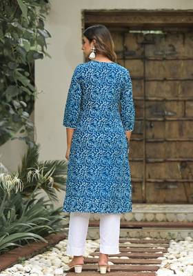 Blue formal looking cotton kurta set for trendy office looks 2