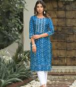 Blue formal looking cotton kurta set for trendy office looks