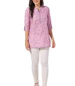 Pink rayon fabric floral printed short kurti for formal looks