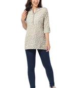 Grey rayon fabric floral printed short kurti for formal looks