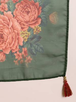 Green embroidered silk blend fancy straight trousers with dupatta 6