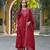 Red color silk blend sequinned work fancy kurta, bottom and dupatta set