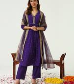 Purple color beautiful chanderi fabric festive readymade salwar kameez