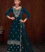 Rama velvet fabric designer embroidery work ethnic palazzo dress