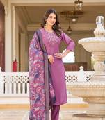 Purple girlie readymade embroidered vetigun fabric salwar kameez