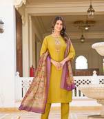Mustard girlie readymade embroidered vetigun fabric salwar kameez