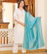 Cream girlie readymade embroidered vetigun fabric salwar kameez