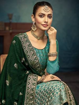 Green vichitra fabric embroidery work elegant salwar kameez 2
