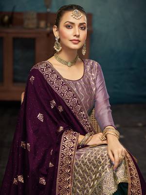 Purple vichitra fabric embroidery work elegant salwar kameez 2