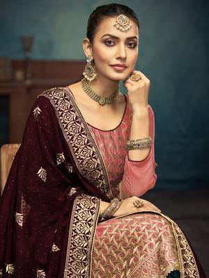 Orange vichitra fabric embroidery work elegant salwar kameez 2