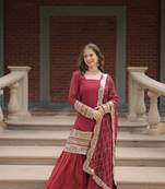Gajri georgette fabric designer sharara dress for bridesmaid looks
