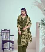 Mahendi roman silk woven and embroidery work trendy girlie suits