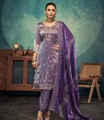 Purple beautiful jimmy choo fabric ceremonial festival suit for girls