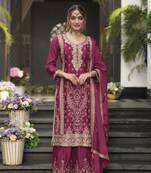 Pink Colour Embroidered SILK Party Wear SALWAR SUIT SET
