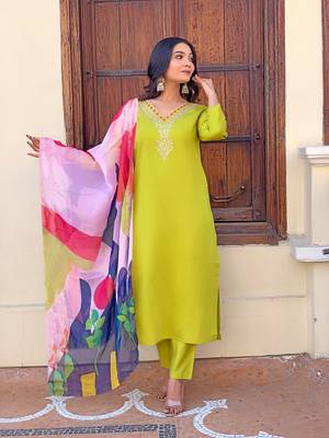 Lemon rayon fabric festive wear salwar kameez 1