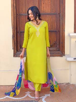 Lemon rayon fabric festive wear salwar kameez 4