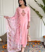 Peach rayon fabric designer festive wear salwar kameez
