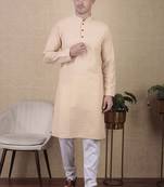 Cream beautiful sequins embroidery work bollywood style festive kurta payjama set