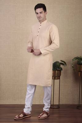 Cream beautiful sequins embroidery work bollywood style festive kurta payjama set 3