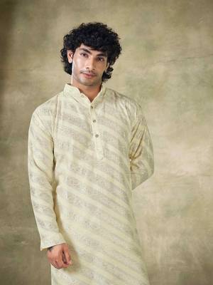 Off white viscosee fabric sequins work stunning evening wedding looks kurta payjama 3