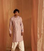 Lavender glamorous viscose fabric chikankari embroidery work men kurta payjama