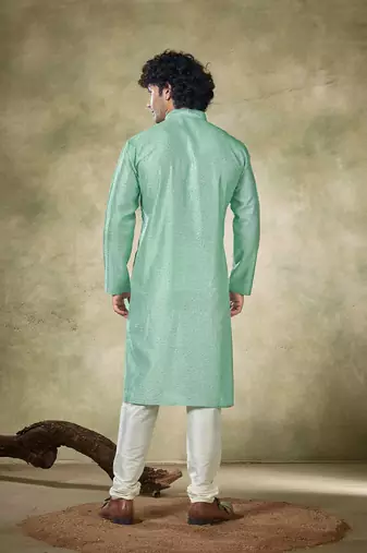 Sea green viscosee fabric sequins work stunning evening wedding looks kurta payjama
