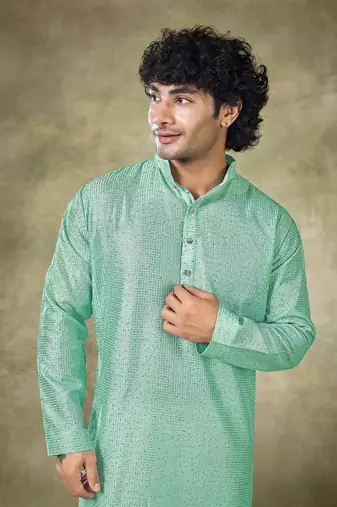 Sea green viscosee fabric sequins work stunning evening wedding looks kurta payjama