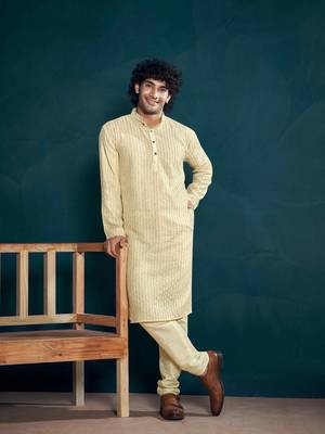 Off white beautiful sequins embroidery work partywear kurta payjama for men 1