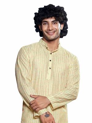 Off white beautiful sequins embroidery work partywear kurta payjama for men 3