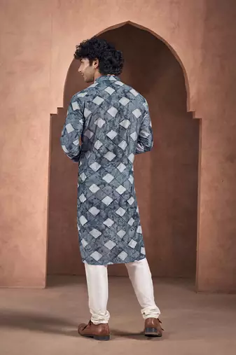 Blue stylish men's kurta payjama for trendy ceremonial looks