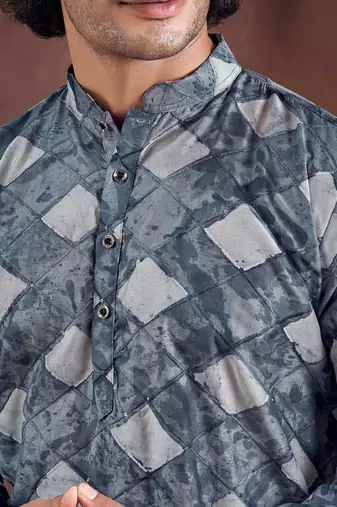 Blue stylish men's kurta payjama for trendy ceremonial looks