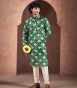 Green stylish men's kurta payjama for trendy ceremonial looks