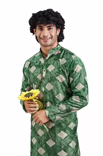 Green stylish men's kurta payjama for trendy ceremonial looks