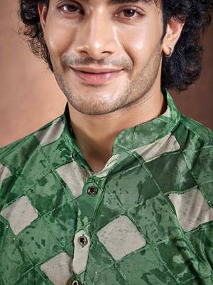 Green stylish men's kurta payjama for trendy ceremonial looks 4