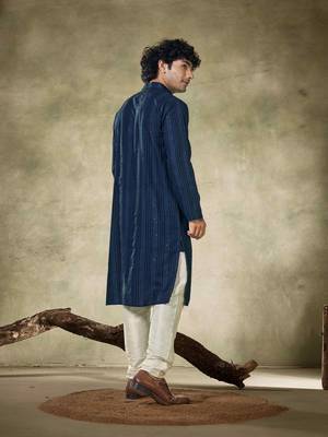 Teal blue viscosee fabric sequins work stunning evening wedding looks kurta payjama 2
