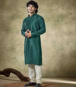 Green viscose fabric sequins work stunning evening wedding looks kurta payjama