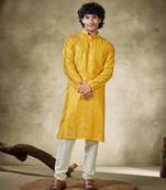 Yellow viscose fabric sequins work stunning evening wedding looks kurta payjama