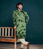 Green beautiful sequins embroidery work partywear kurta payjama for men