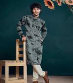 Grey beautiful sequins embroidery work partywear kurta payjama for men