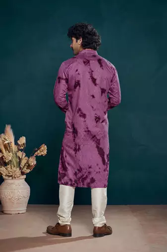 Purple beautiful sequins embroidery work partywear kurta payjama for men