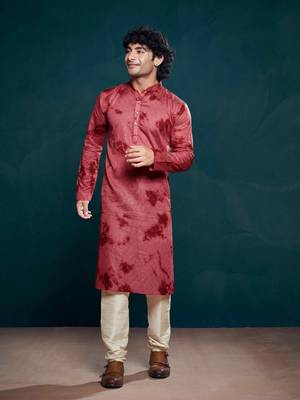 Maroon beautiful sequins embroidery work partywear kurta payjama for men 1