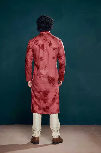 Maroon beautiful sequins embroidery work partywear kurta payjama for men